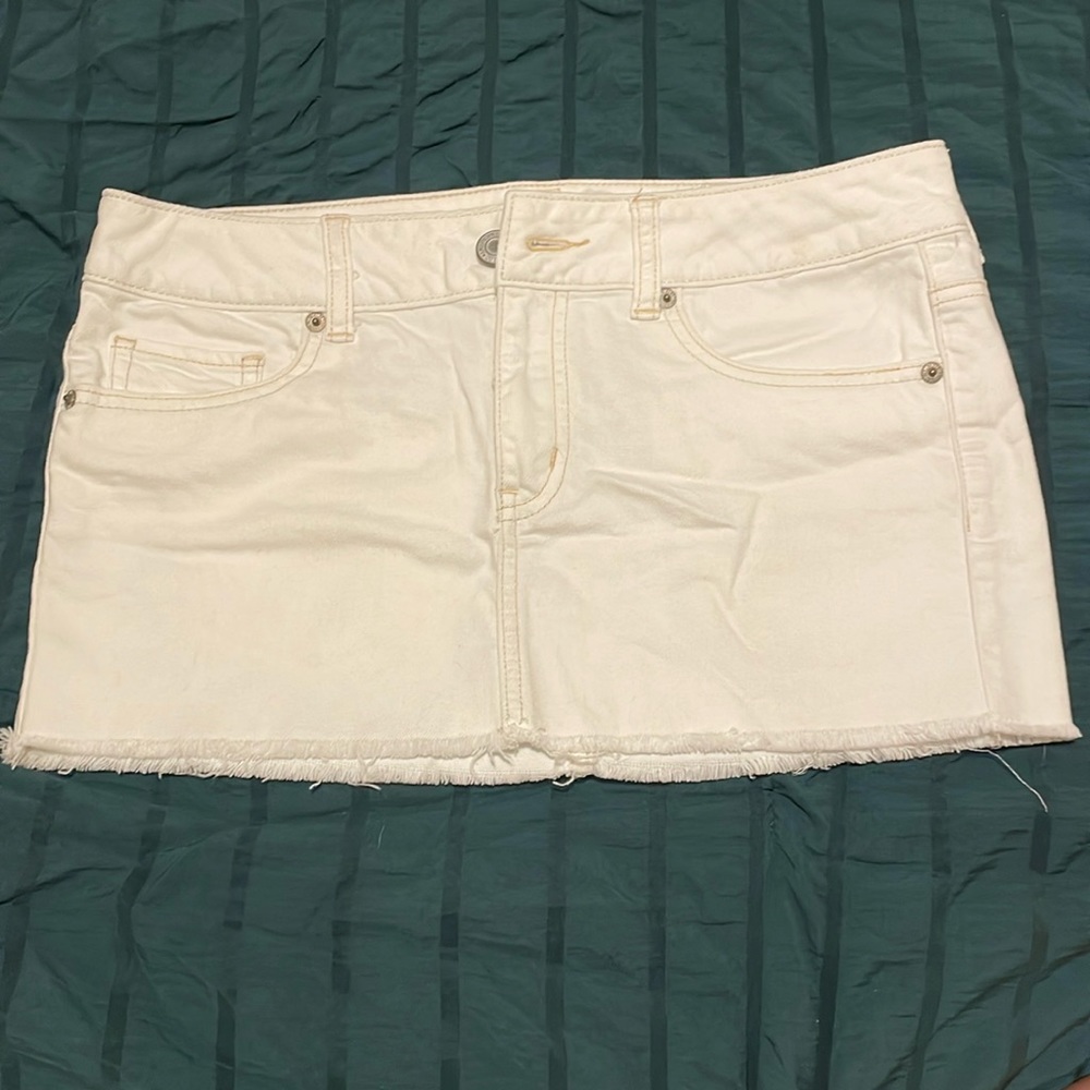 American Eagle white denim mini skirt